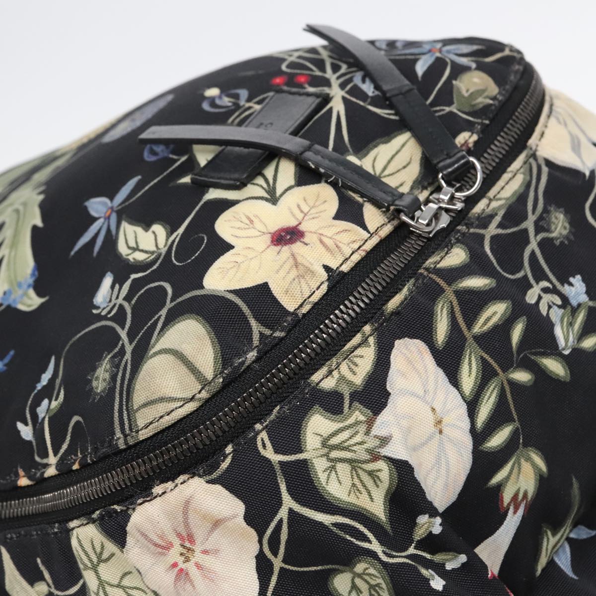 GUCCI Flora Backpack Canvas Black Silver 353476 90194