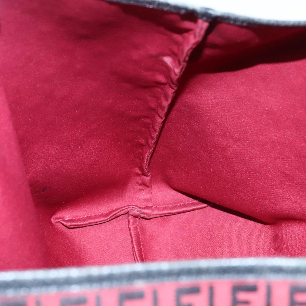 FENDI Zucchino Canvas Tote Bag Red Black Silver 90199