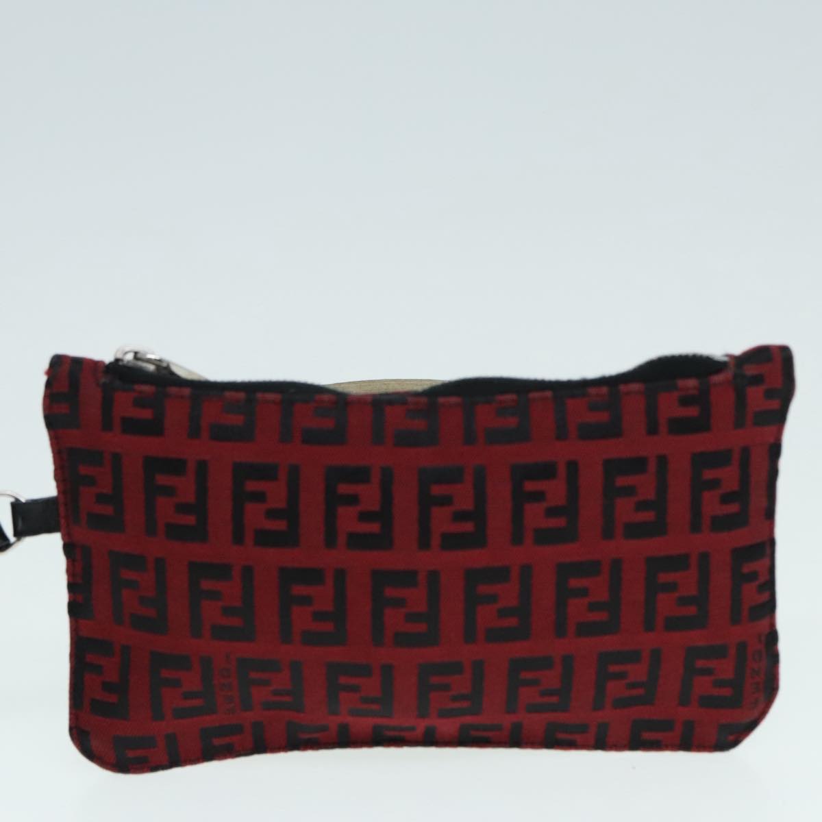 FENDI Zucchino Canvas Tote Bag Red Black Silver 90199