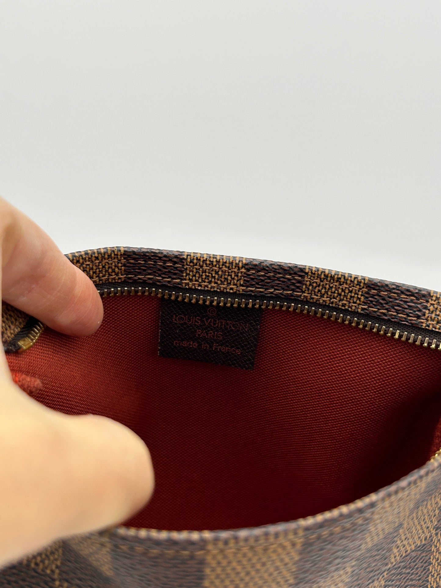 Louis Vuitton Damier Ebene Trousse Makeup Handbag 1998 Small
