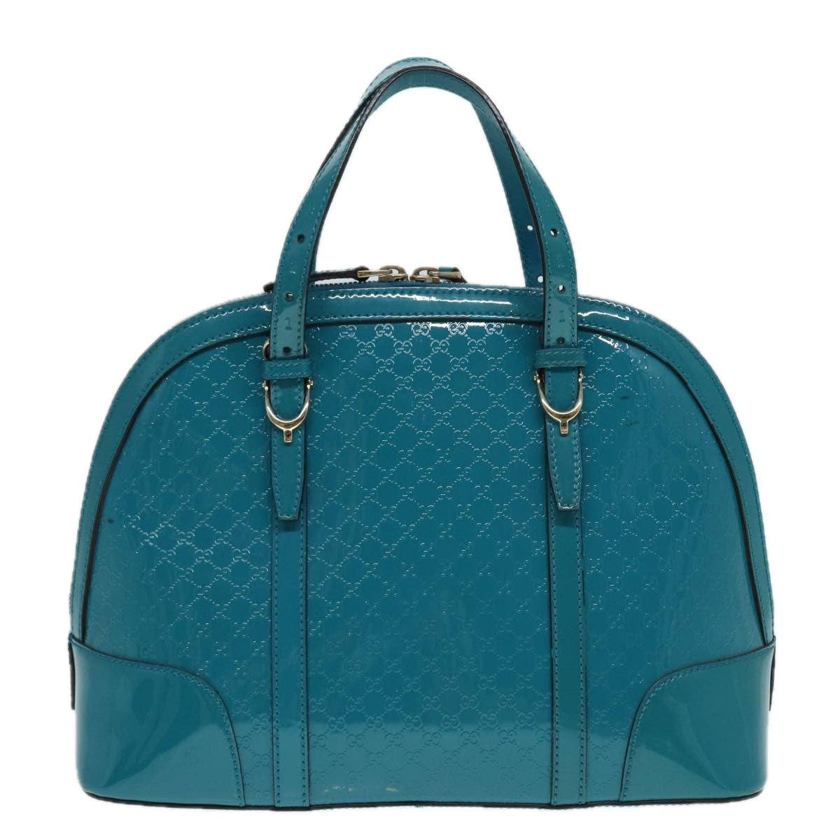GUCCI Micro GG Canvas Hand Bag 2way Turquoise Blue Gold 309617 90323