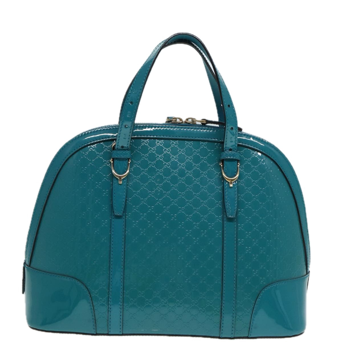 GUCCI Micro GG Canvas Hand Bag 2way Turquoise Blue Gold 309617 90323