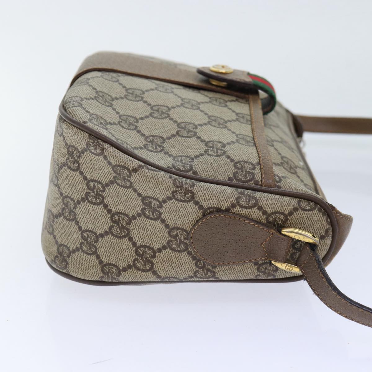 GUCCI GG Supreme Web Sherry Line Shoulder Bag PVC Beige Red 89 02 032 90332