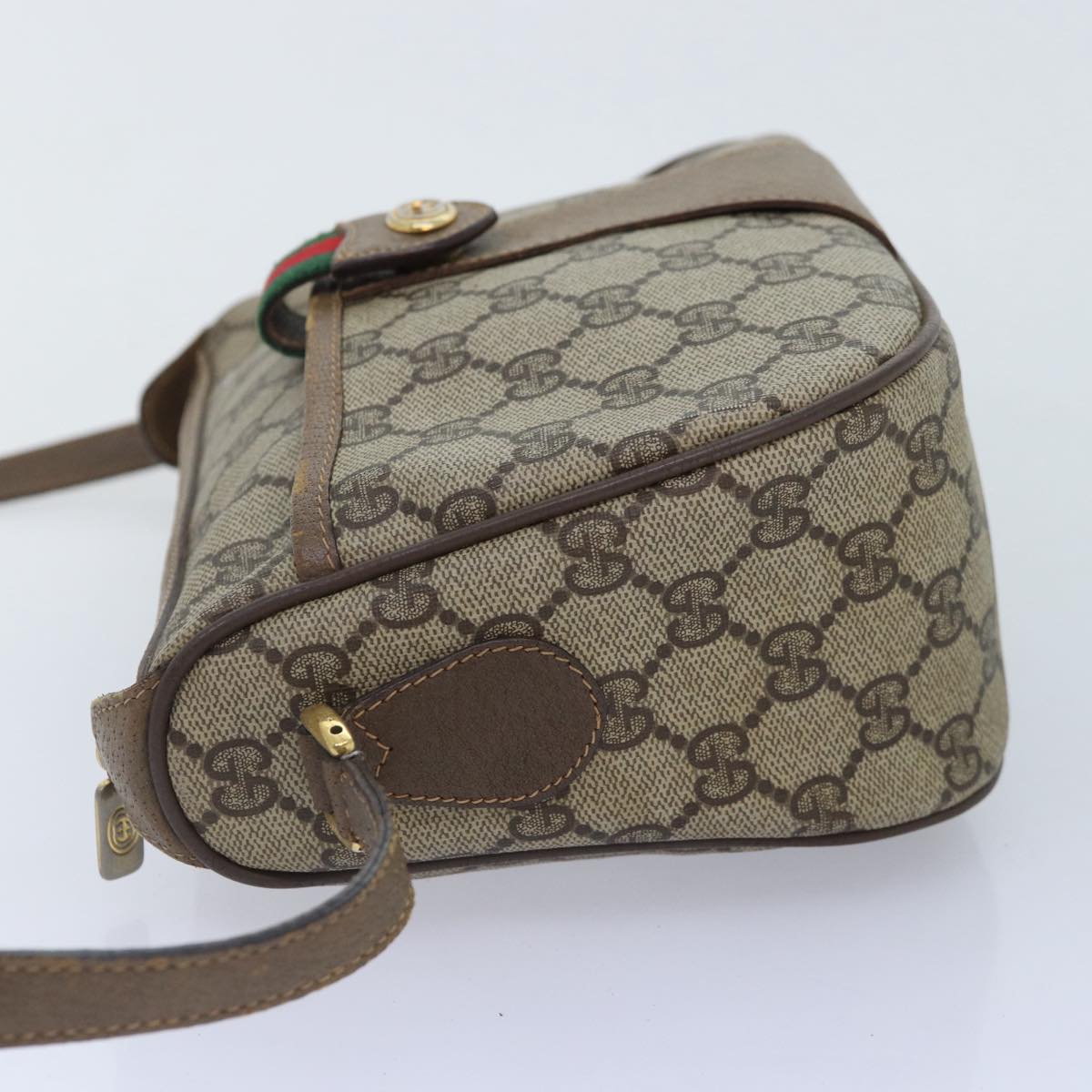 GUCCI GG Supreme Web Sherry Line Shoulder Bag PVC Beige Red 89 02 032 90332