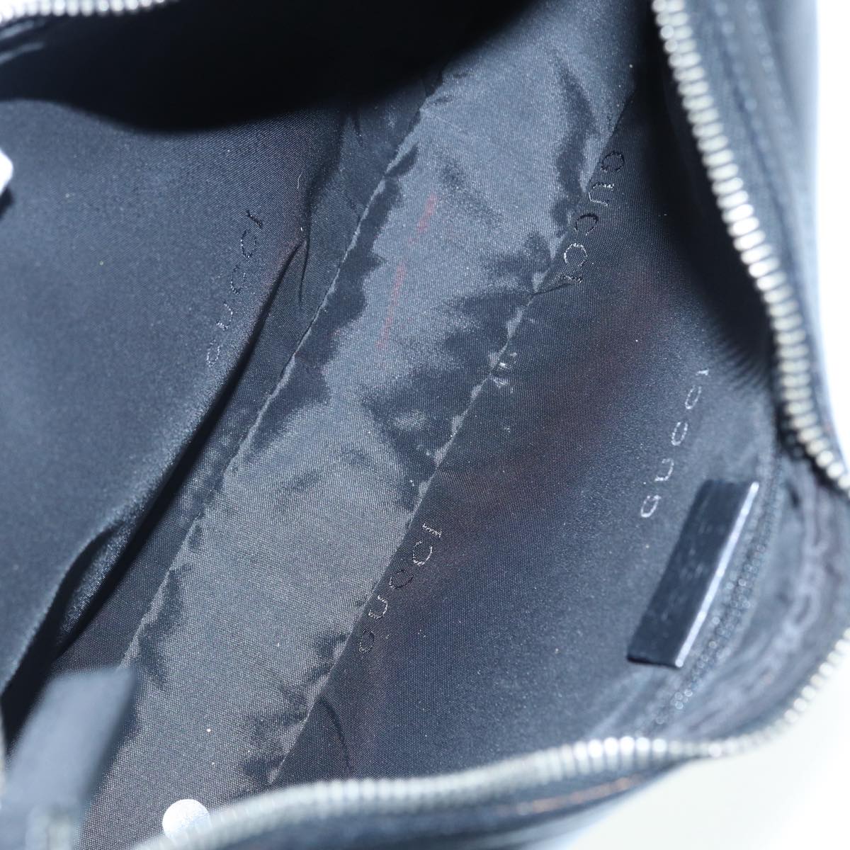 GUCCI Shoulder Bag Leather Black Silver 001 3812 90353