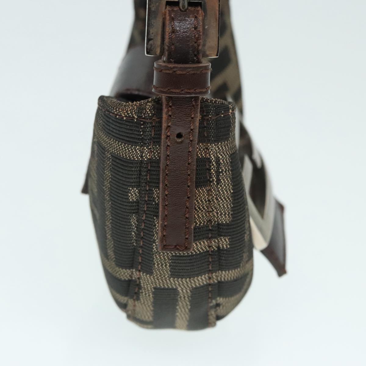 FENDI Zucca Canvas Mini Croissant Hand Bag Brown Black Silver 90427