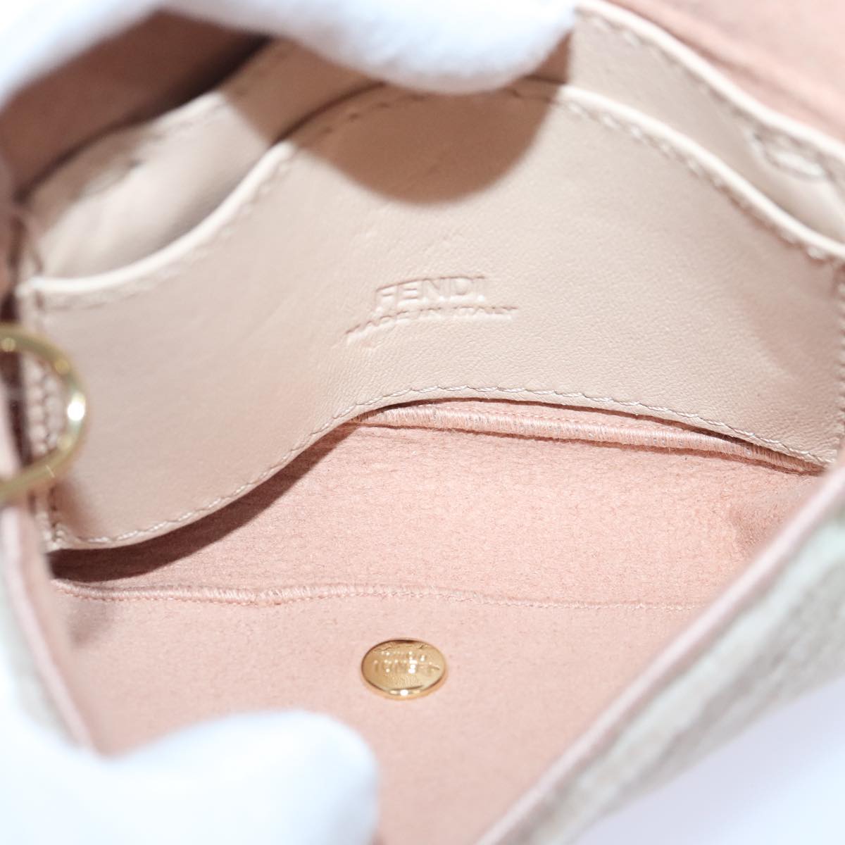 FENDI Chain Shoulder Wallet Beige Gold 90429
