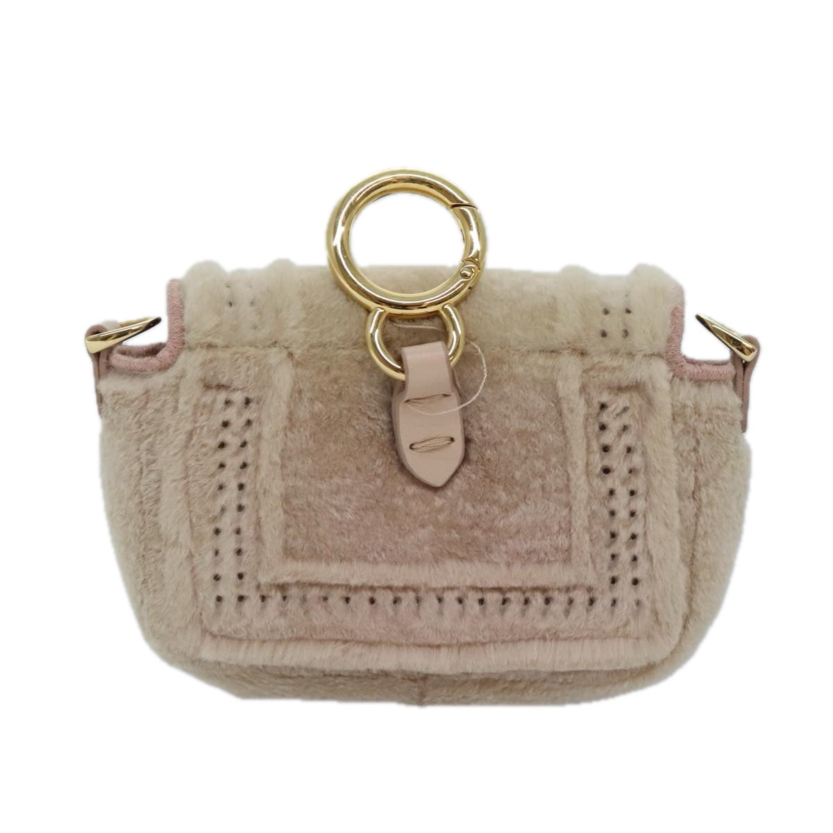 FENDI Chain Shoulder Wallet Beige Gold 90429