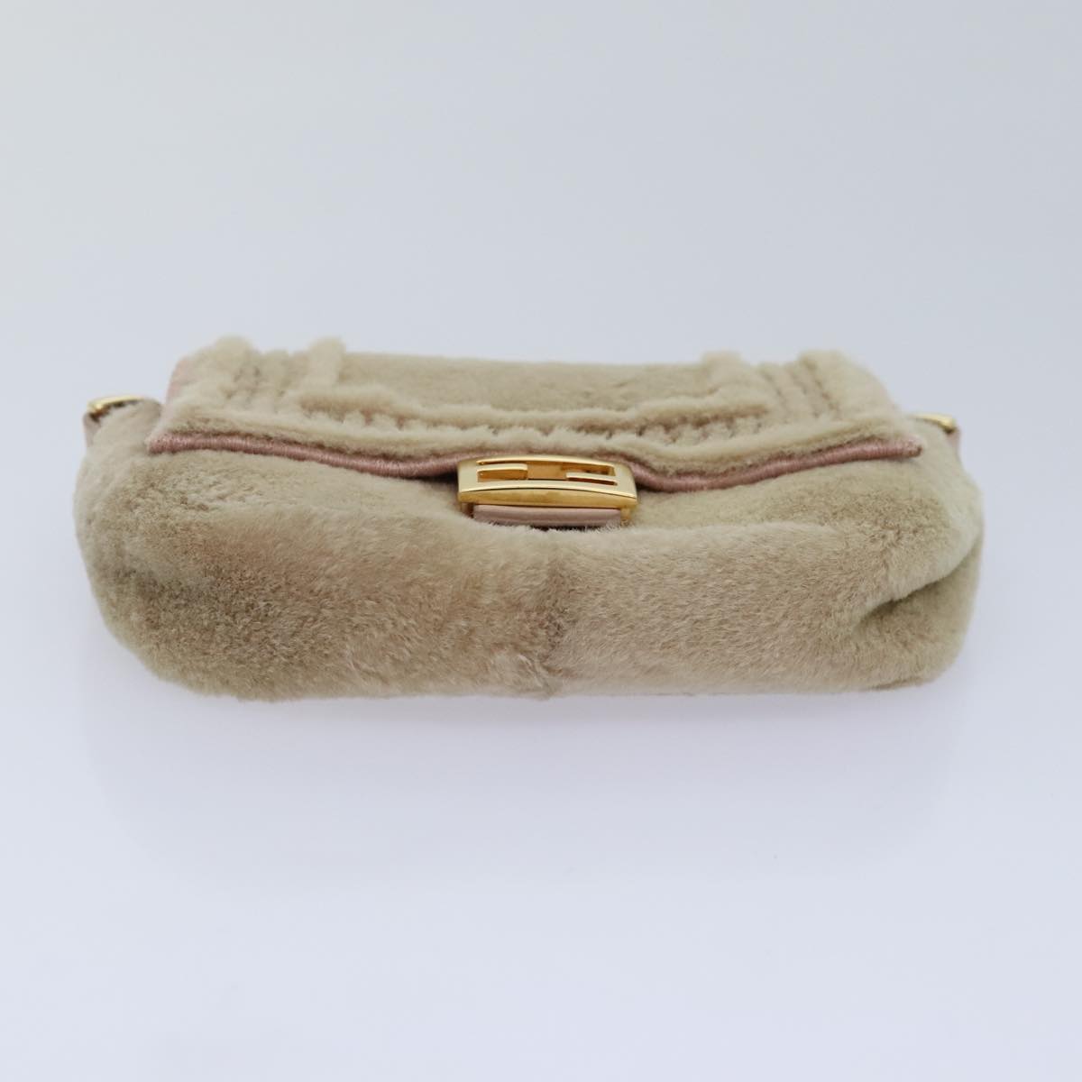 FENDI Chain Shoulder Wallet Beige Gold 90429