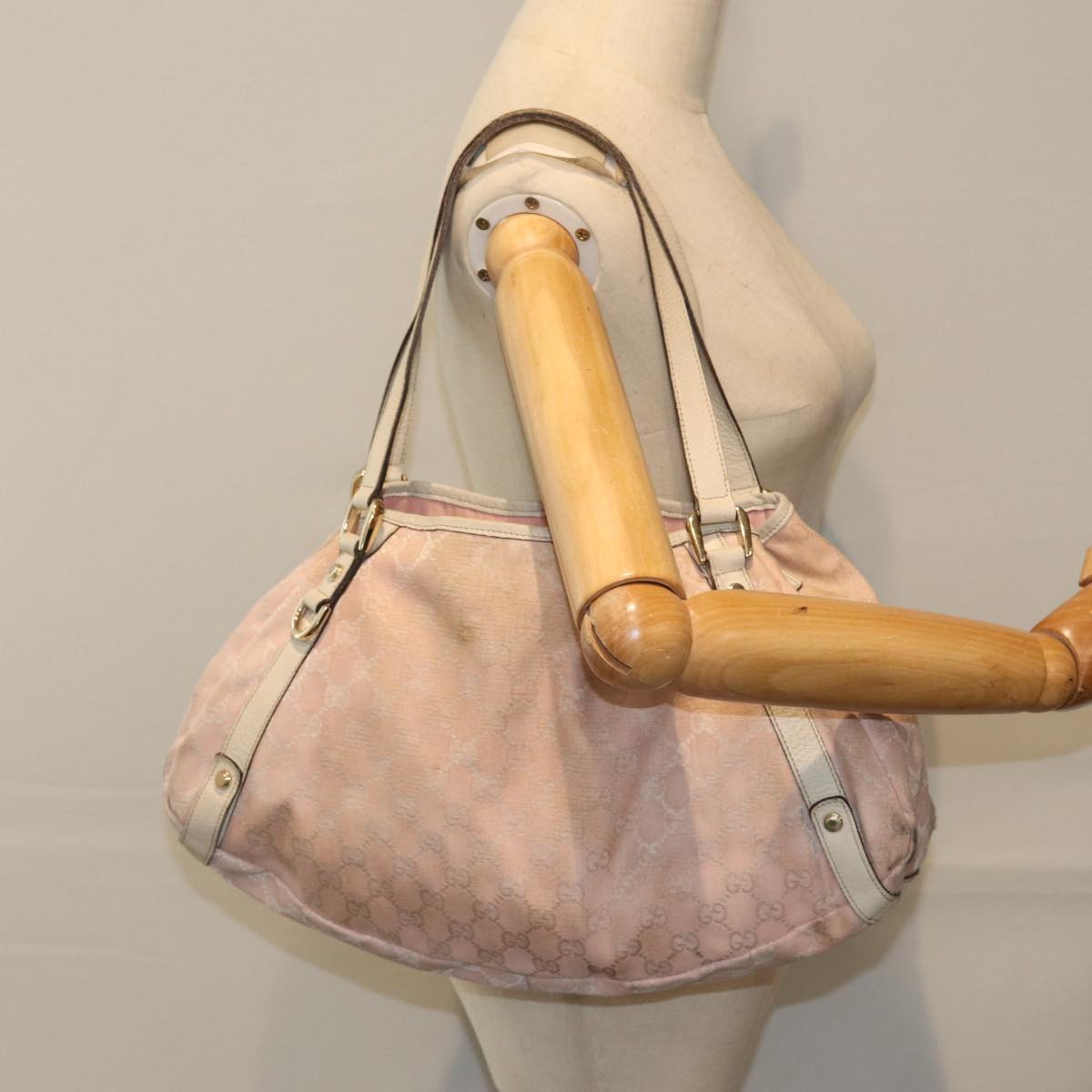 GUCCI GG Canvas Tote Bag Gold Pink 130736 90470