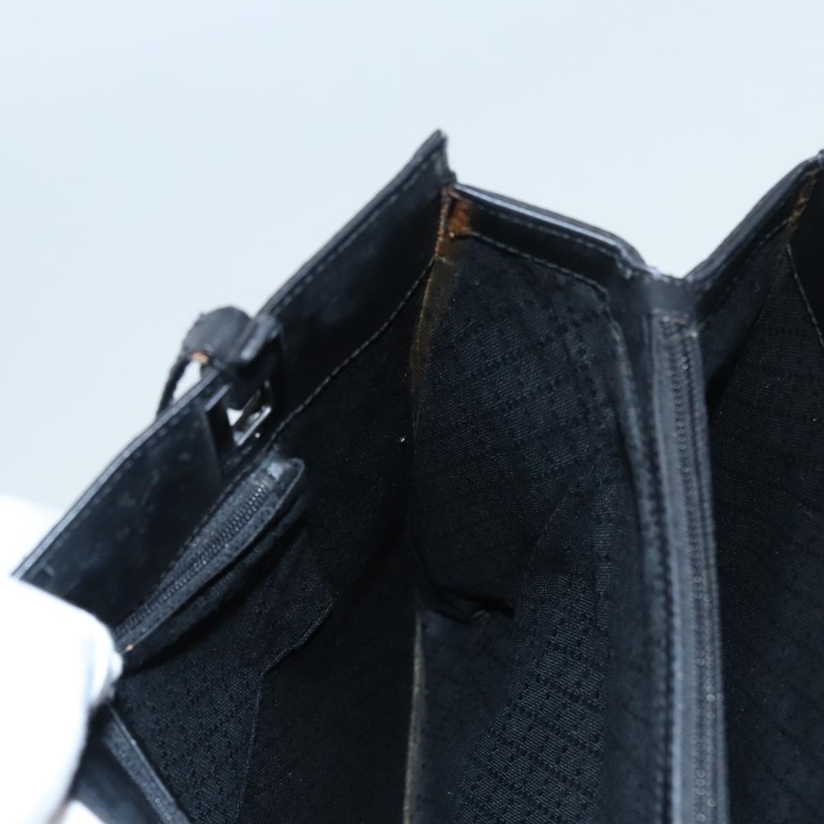 GUCCI GG Canvas Tote Bag Black Silver 90477