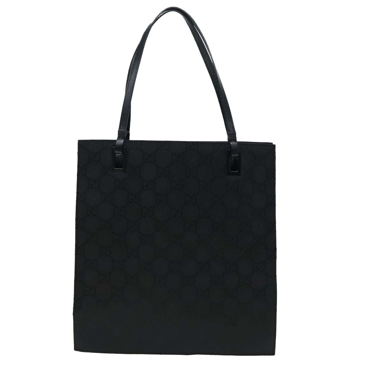 GUCCI GG Canvas Tote Bag Black Silver 90477