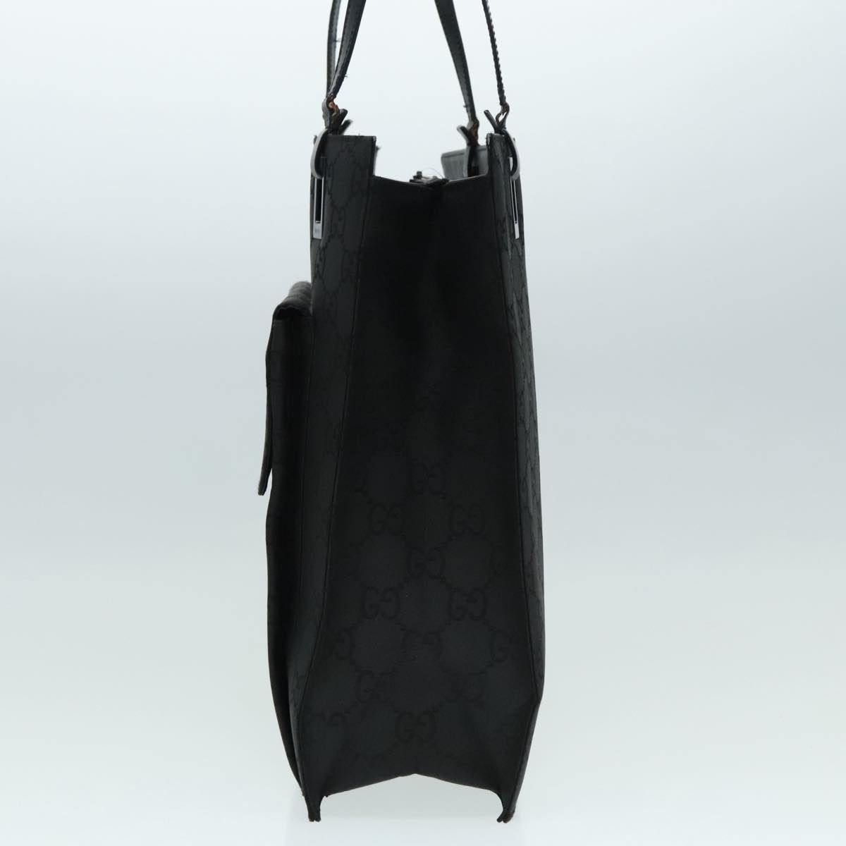 GUCCI GG Canvas Tote Bag Black Silver 90477