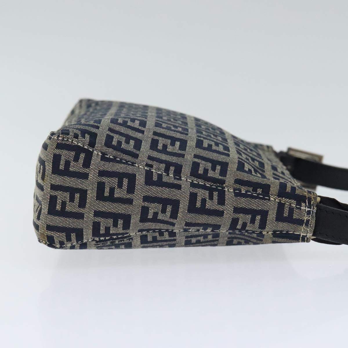 FENDI Zucchino Canvas Accessory Pouch Navy Silver 90484