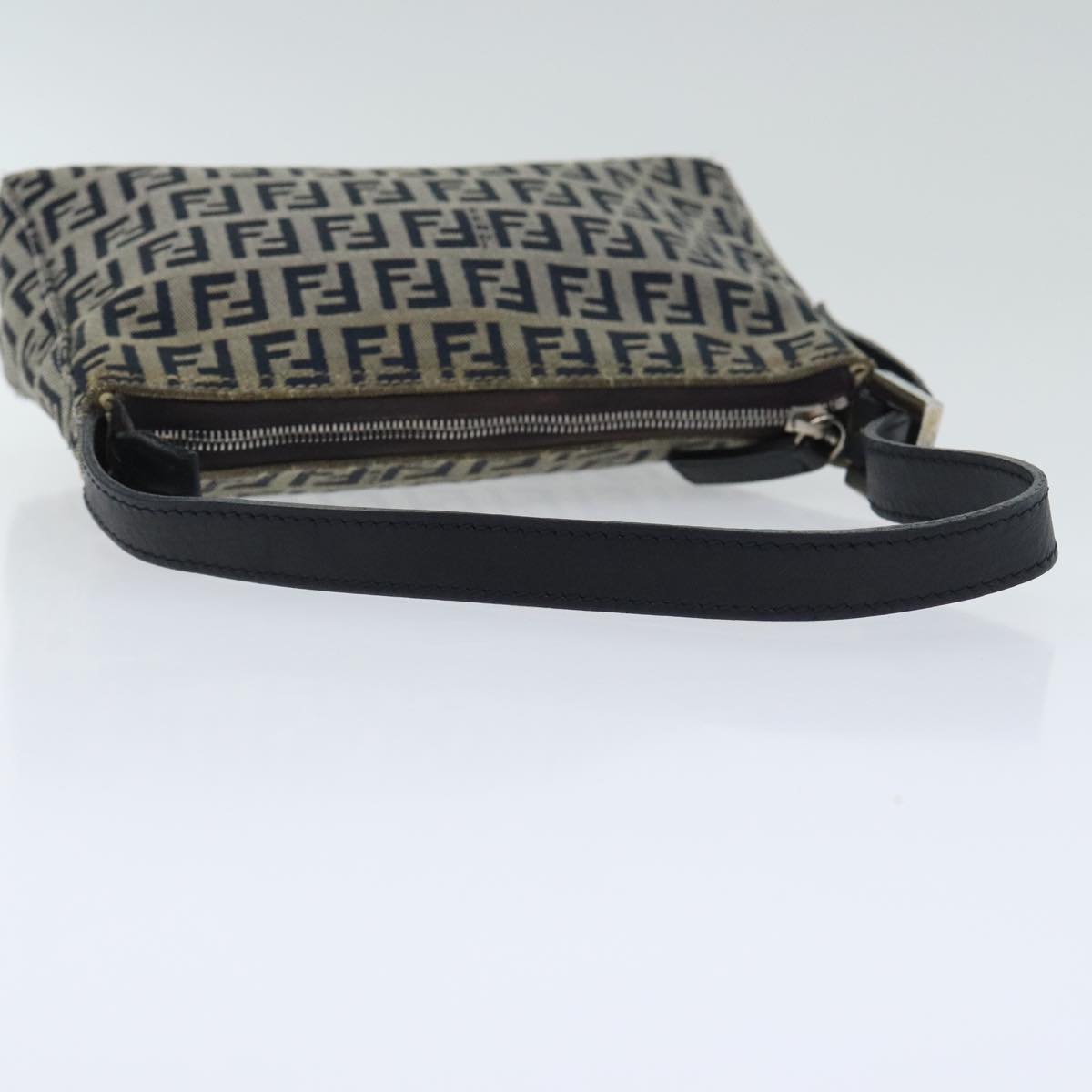 FENDI Zucchino Canvas Accessory Pouch Navy Silver 90484