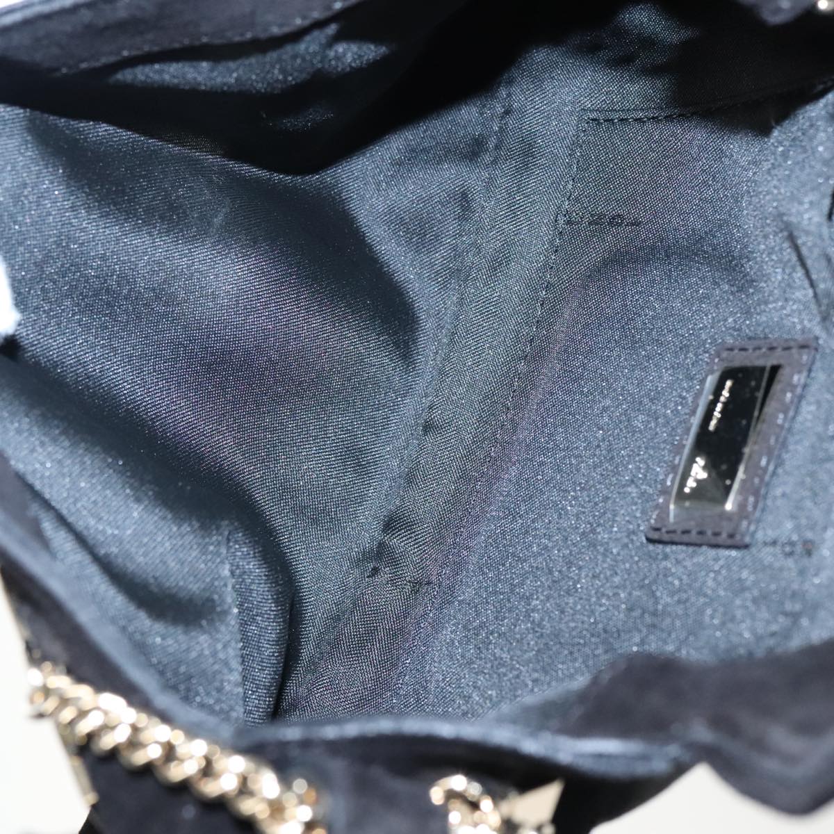 FENDI Zucchino Canvas Shoulder Bag Black Gold 90485