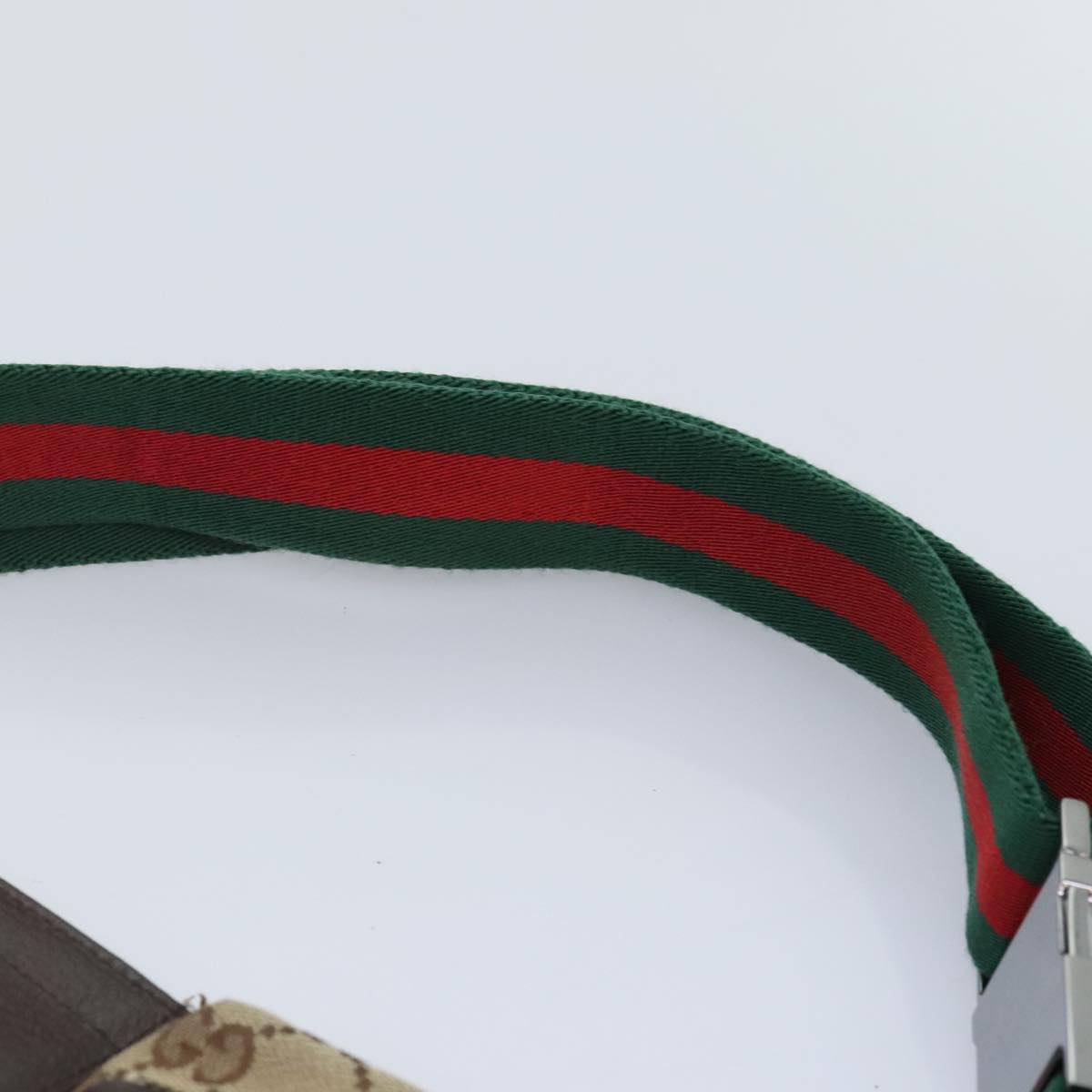 GUCCI GG Canvas Web Sherry Line Waist bag Beige Brown Silver 28566 90580