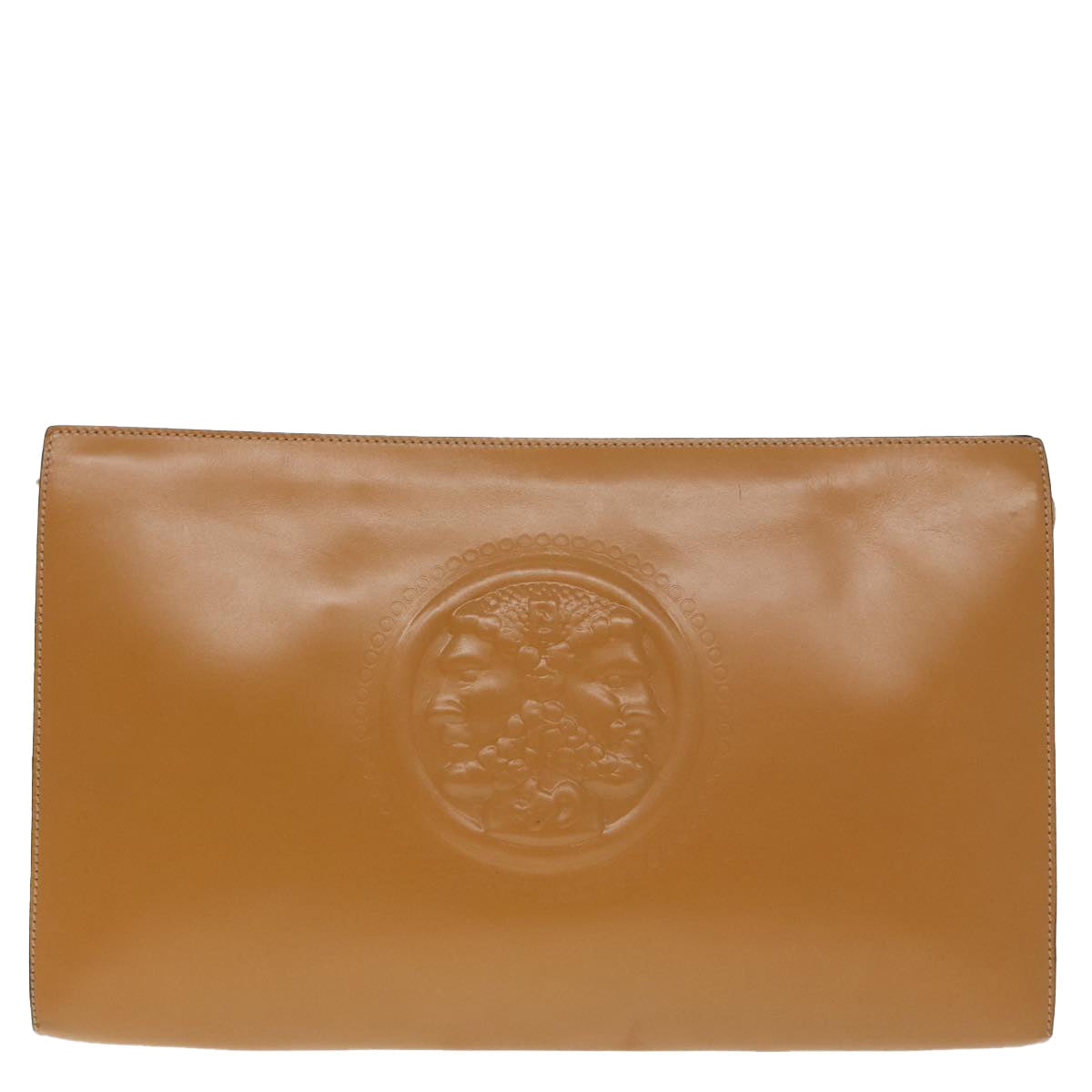 FENDI Document Case Clutch Bag Leather Brown Gold 90585
