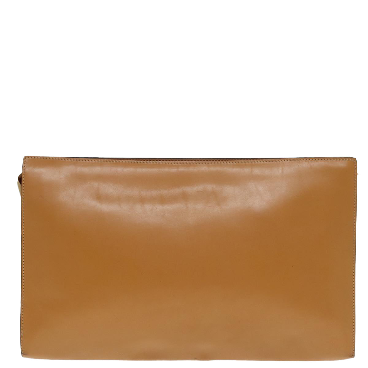 FENDI Document Case Clutch Bag Leather Brown Gold 90585