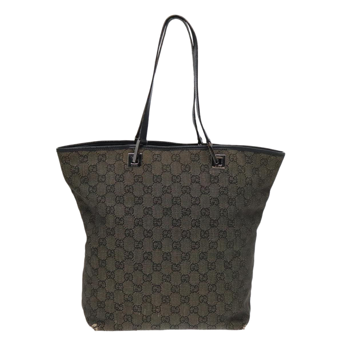 GUCCI GG Canvas Tote Bag Black Silver 31243 90627