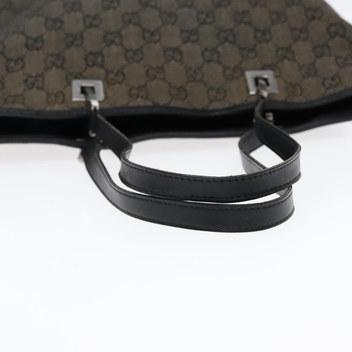 GUCCI GG Canvas Tote Bag Black Silver 31243 90627