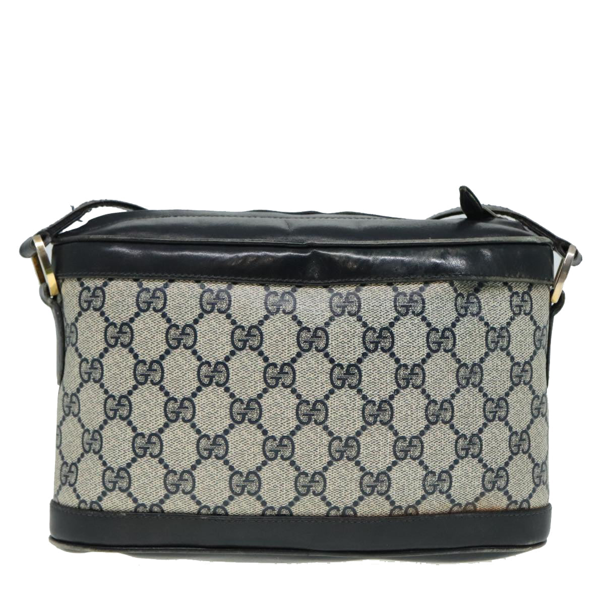 GUCCI GG Supreme Shoulder Bag PVC Leather Navy Gold 90635