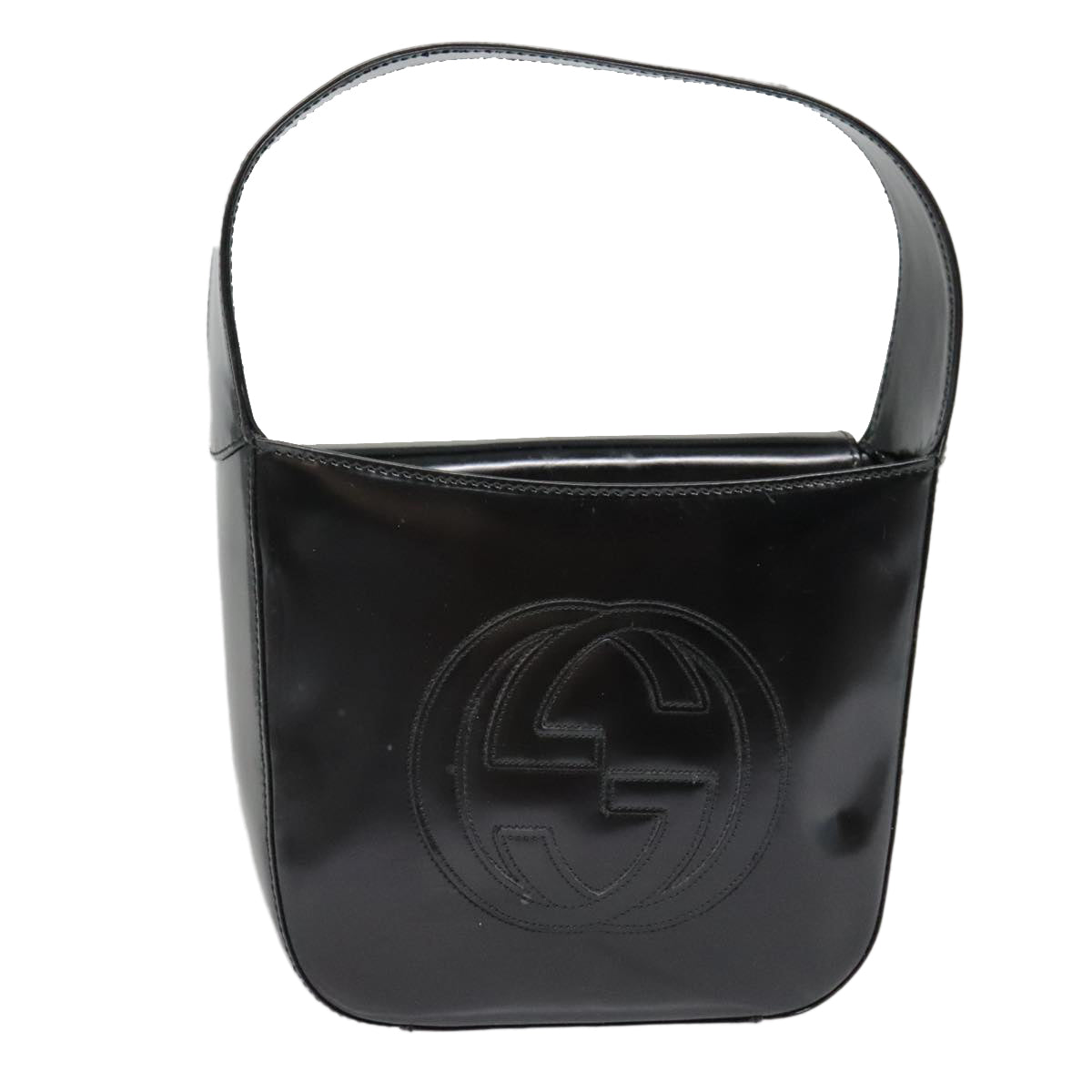 GUCCI Hand Bag Patent Leather Black Silver 007 2046 0249 90643