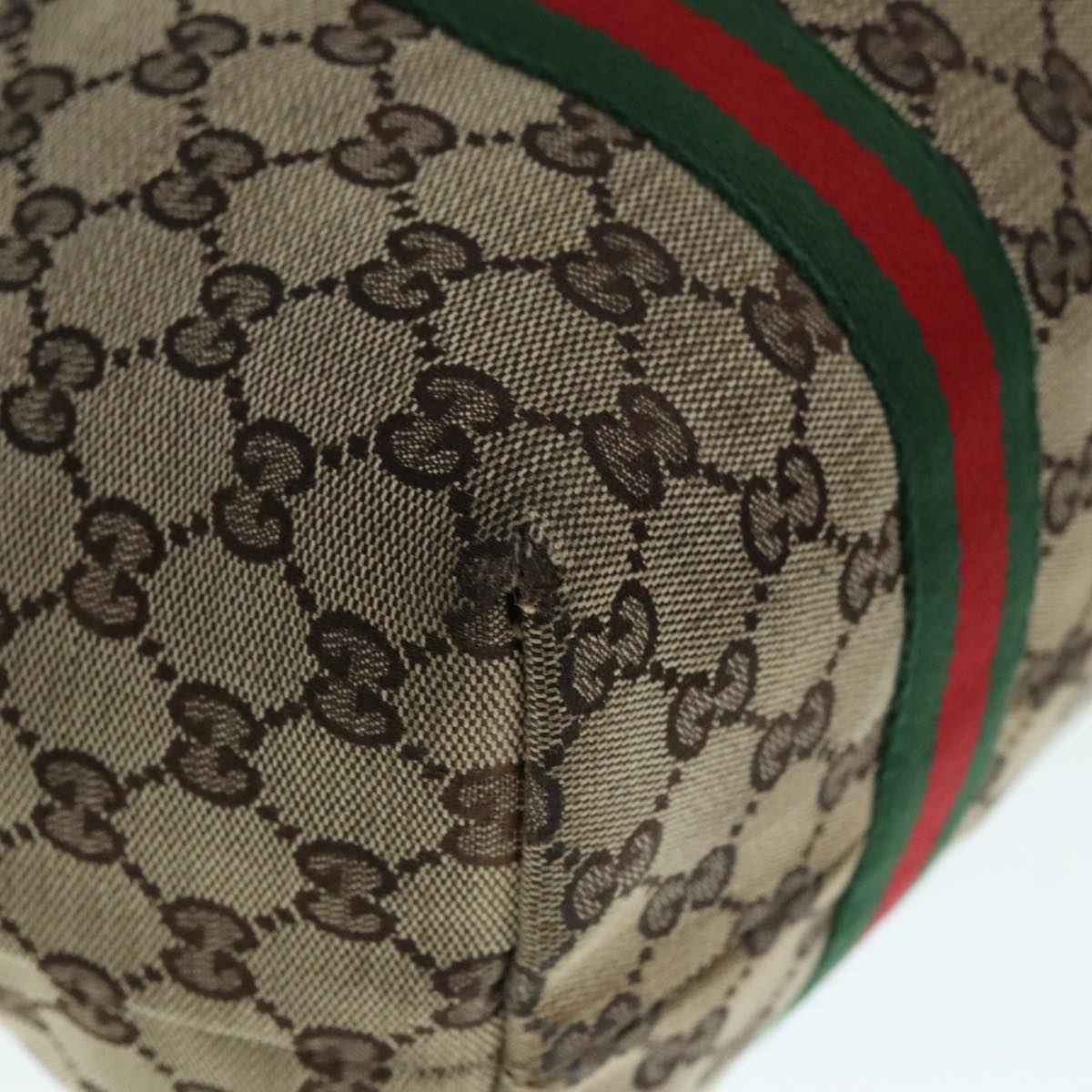 GUCCI GG Canvas Web Sherry Line Tote Bag Beige Gold 139260 90669