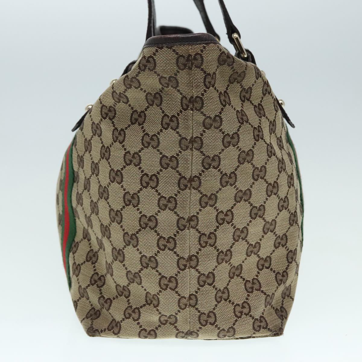 GUCCI GG Canvas Web Sherry Line Tote Bag Beige Gold 139260 90669