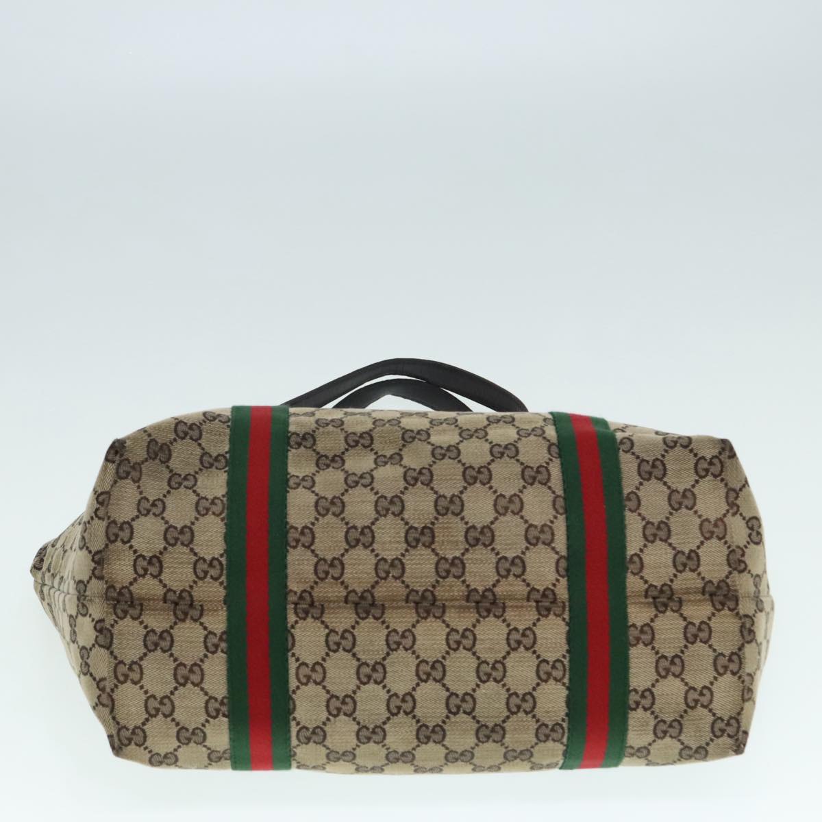 GUCCI GG Canvas Web Sherry Line Tote Bag Beige Gold 139260 90669