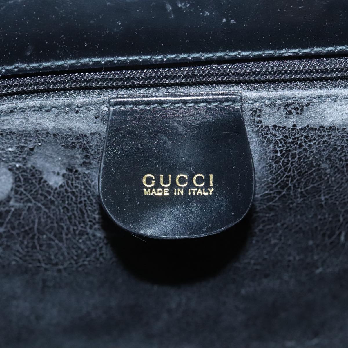 GUCCI Bamboo Hand Bag Leather Black Gold 000 781 0295 90684