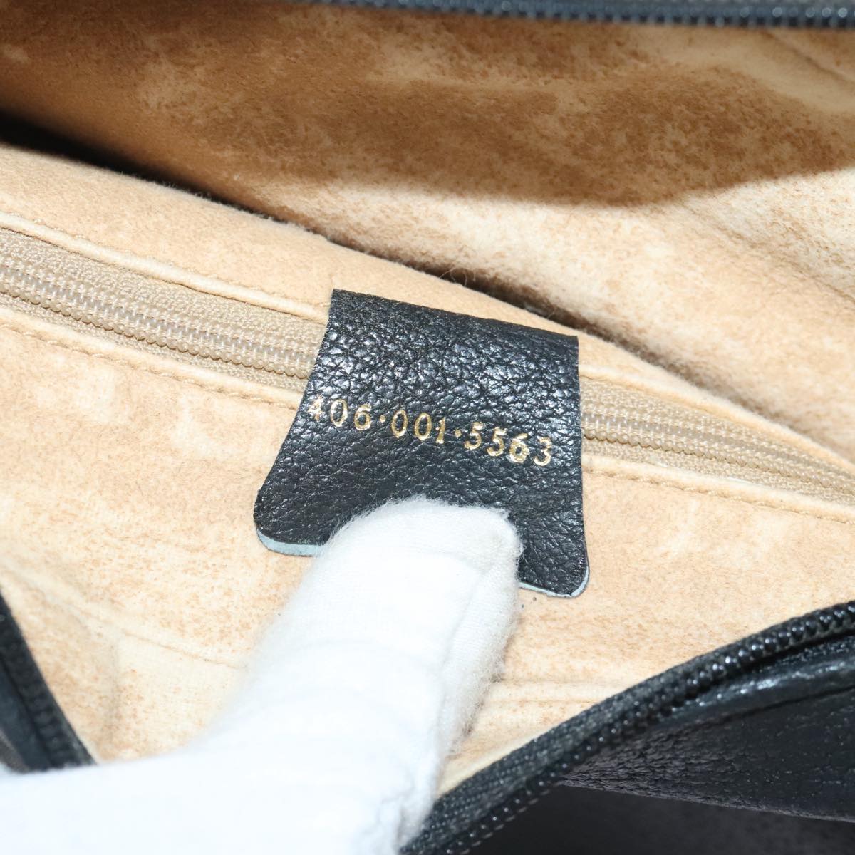 GUCCI Shoulder Bag Leather Black 90731