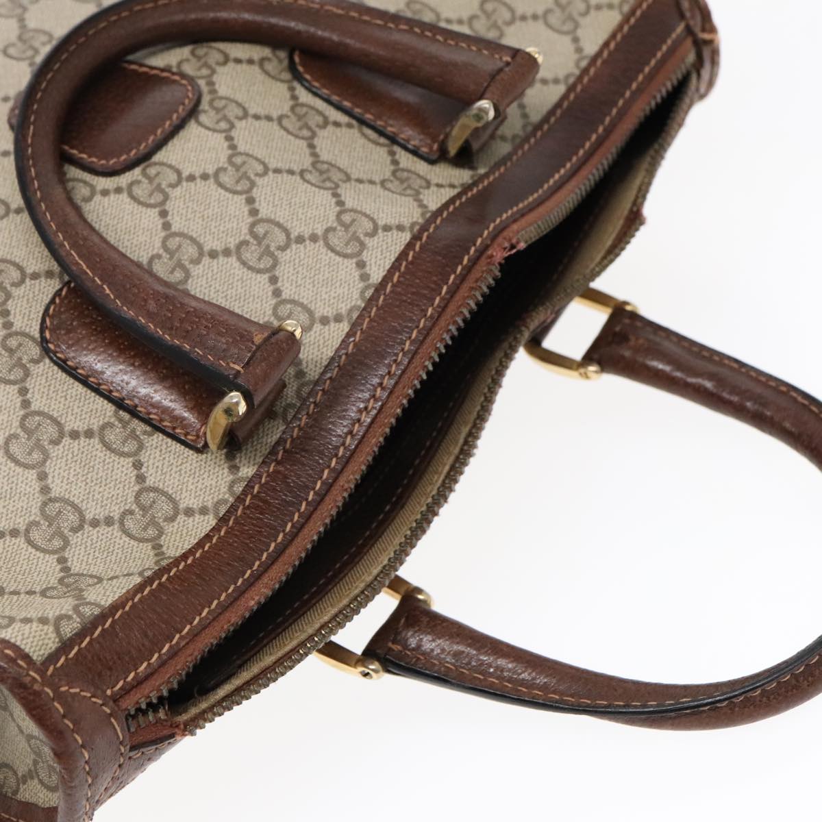 GUCCI GG Canvas Hand Bag PVC Beige 90751