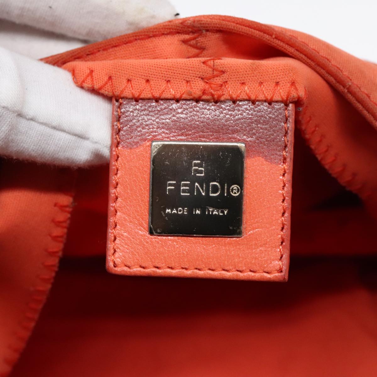 FENDI Mamma Baguette Shoulder Bag Nylon Orange Silver 90787