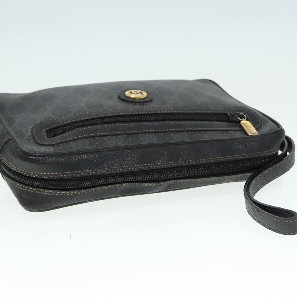 GUCCI GG Canvas Clutch Bag PVC Black 90791
