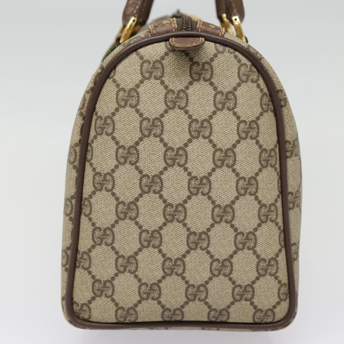 GUCCI GG Canvas Web Sherry Line Boston Bag PVC Beige Green Red 90797