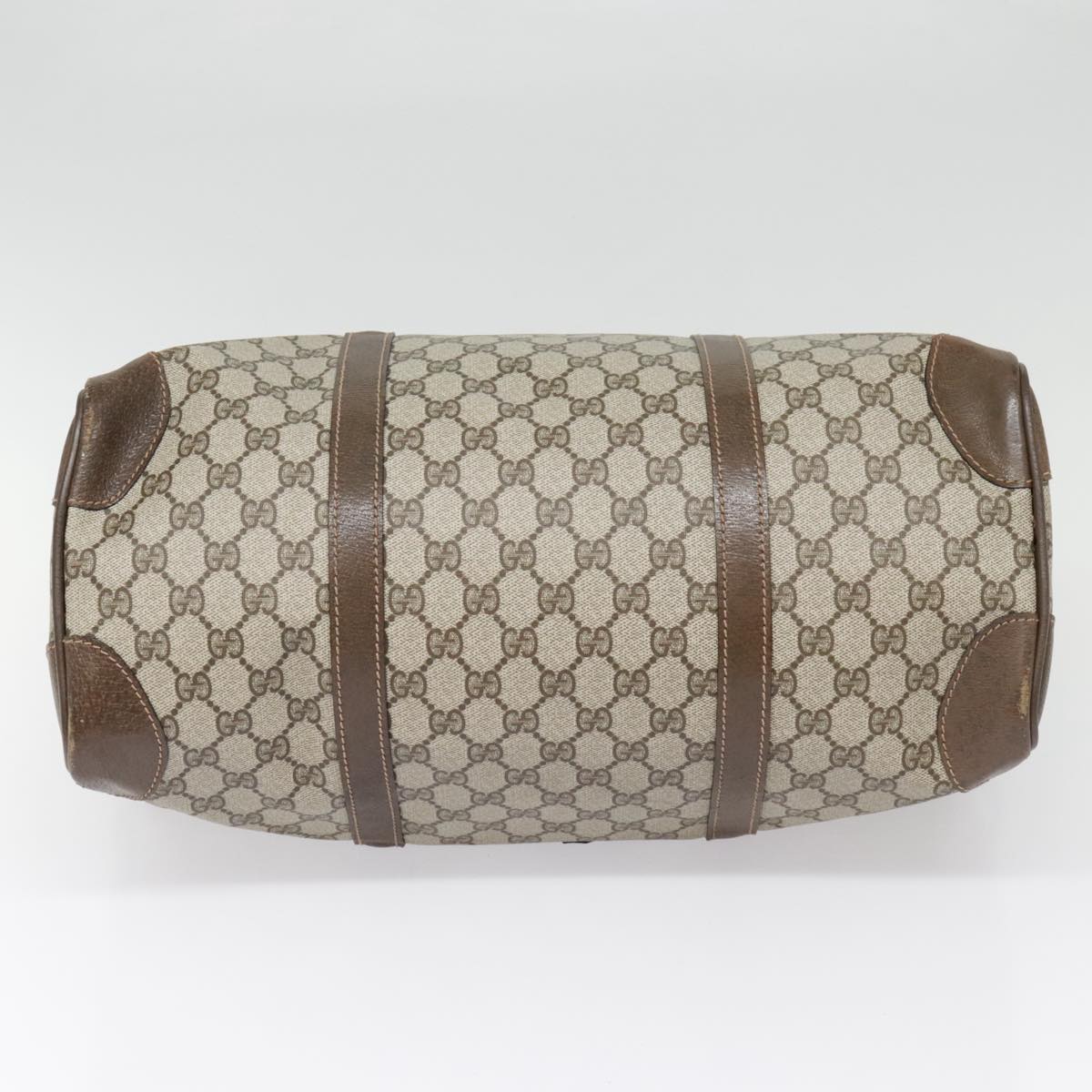 GUCCI GG Canvas Boston Bag PVC Leather Beige 90851