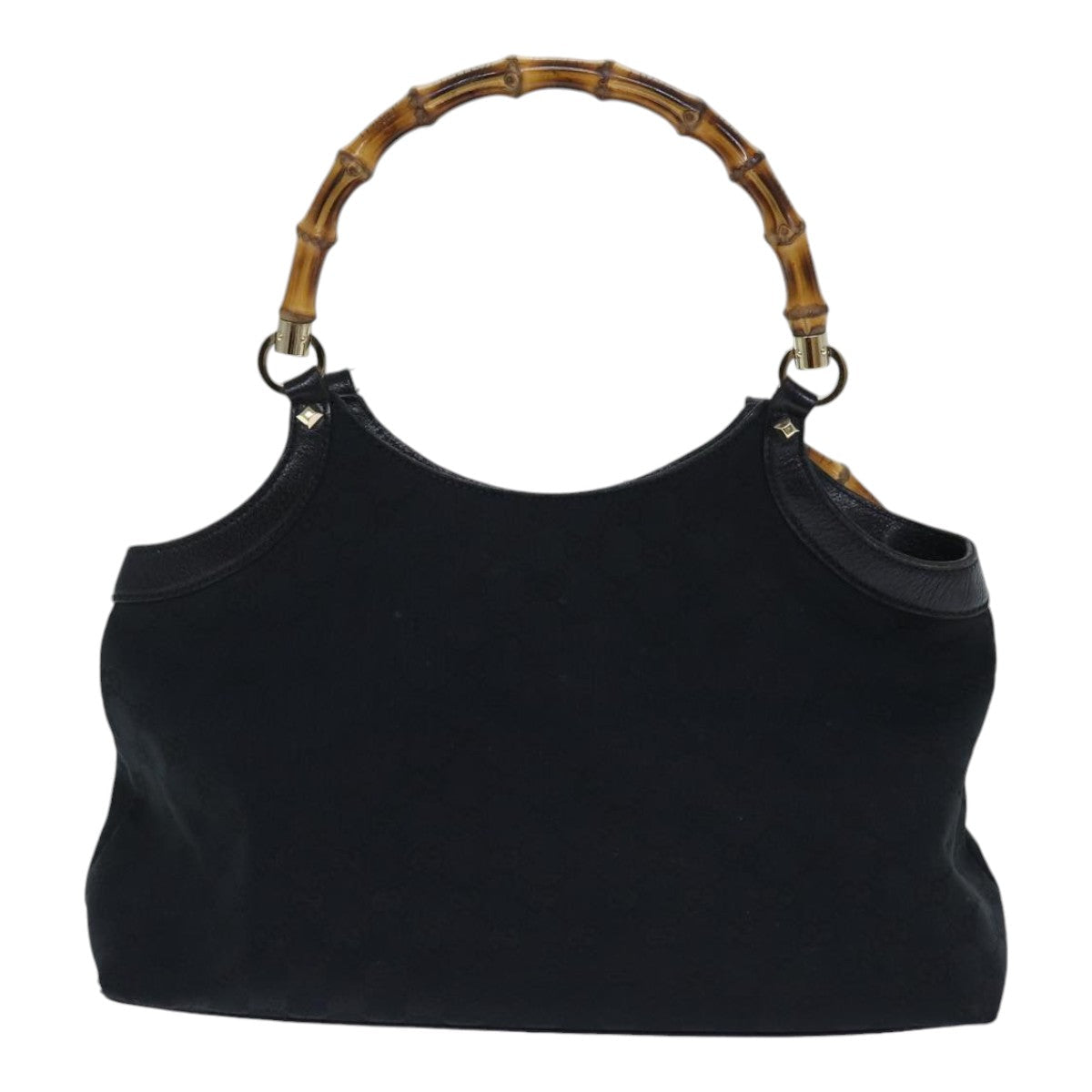 GUCCI GG Canvas Bamboo Hand Bag Black 90867