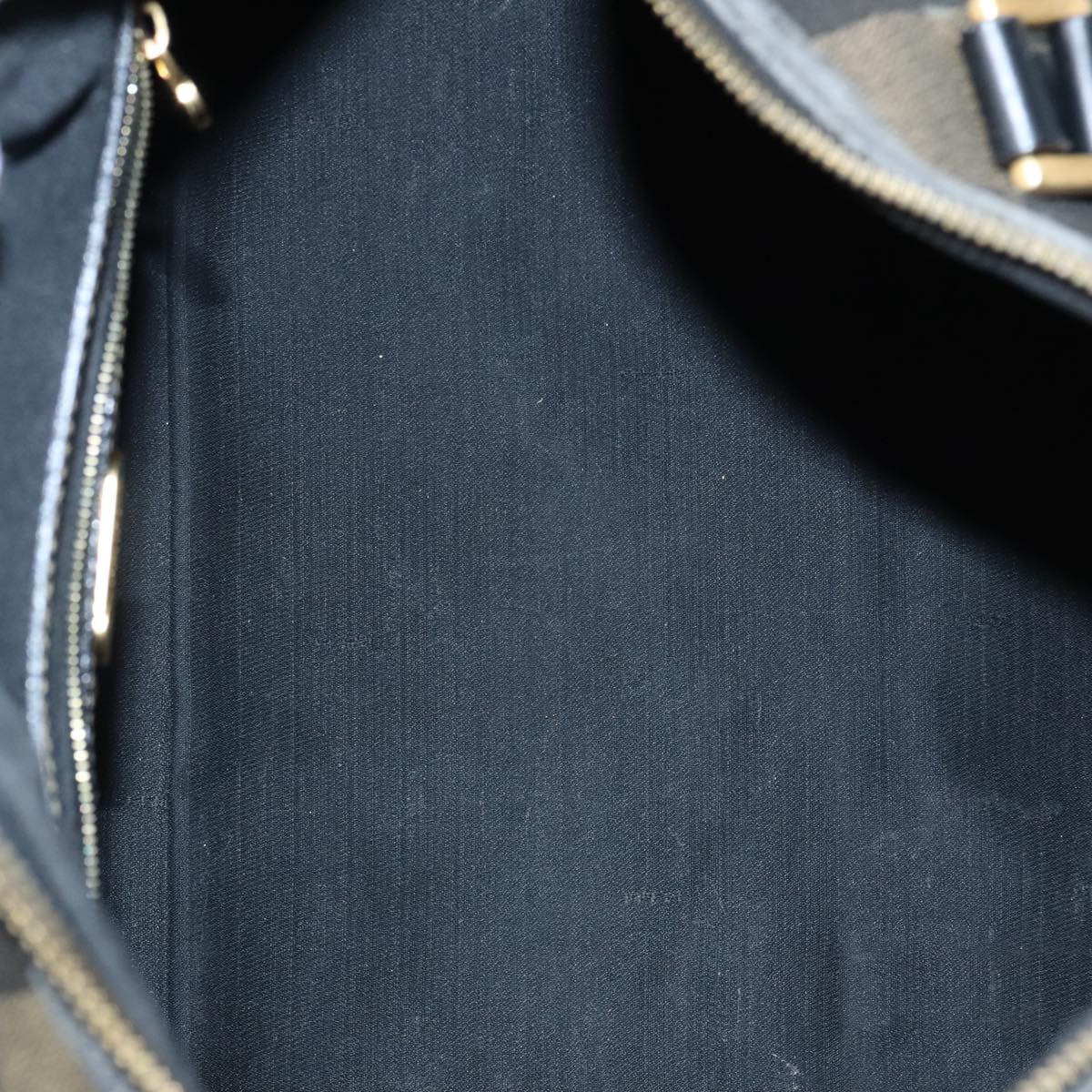 FENDI Pecan Canvas Boston Bag Brown Black gold 90887
