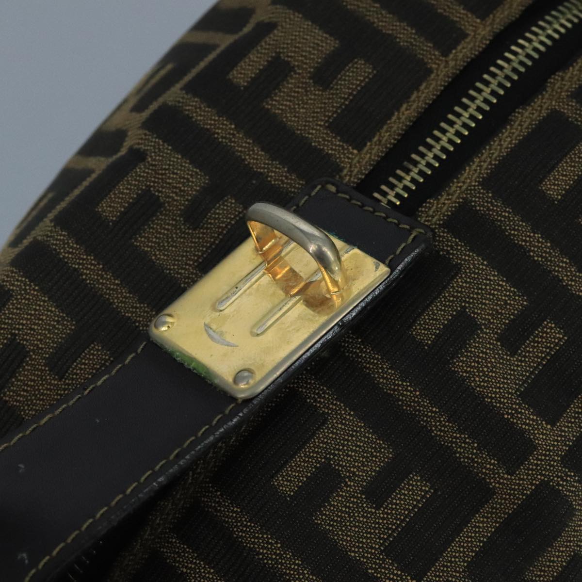 FENDI Zucca Canvas Pouch Brown Black 90910