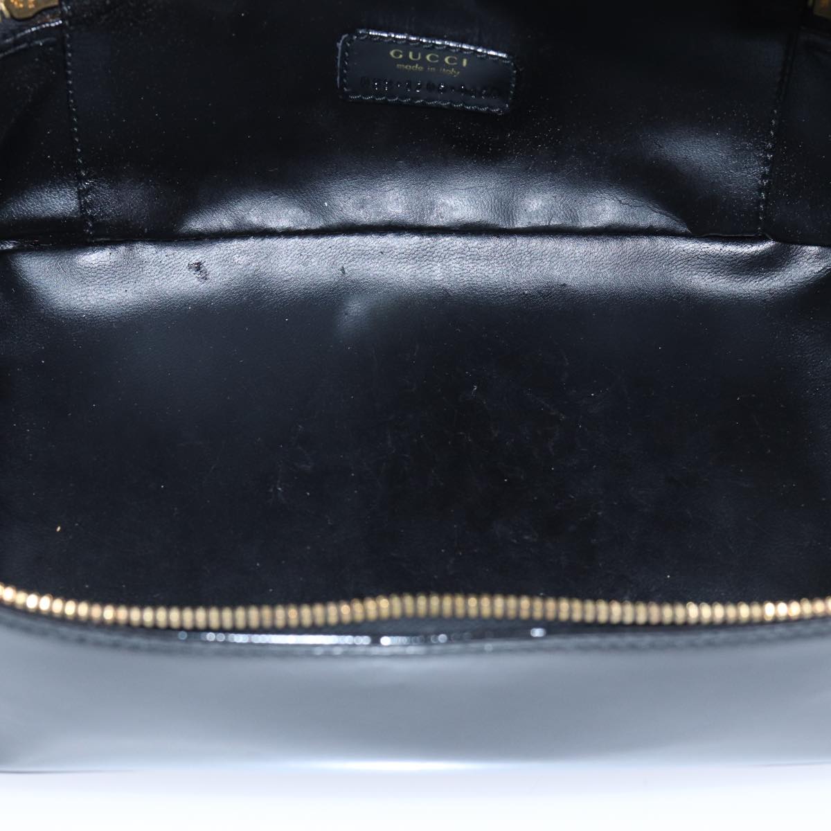 GUCCI Bamboo Vanity Cosmetic Pouch Enamel Black Gold 032 1705 0150 90937