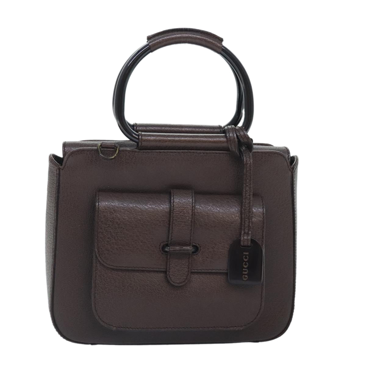 GUCCI Hand Bag Leather Brown Gold 000 2058 0308 6 90953