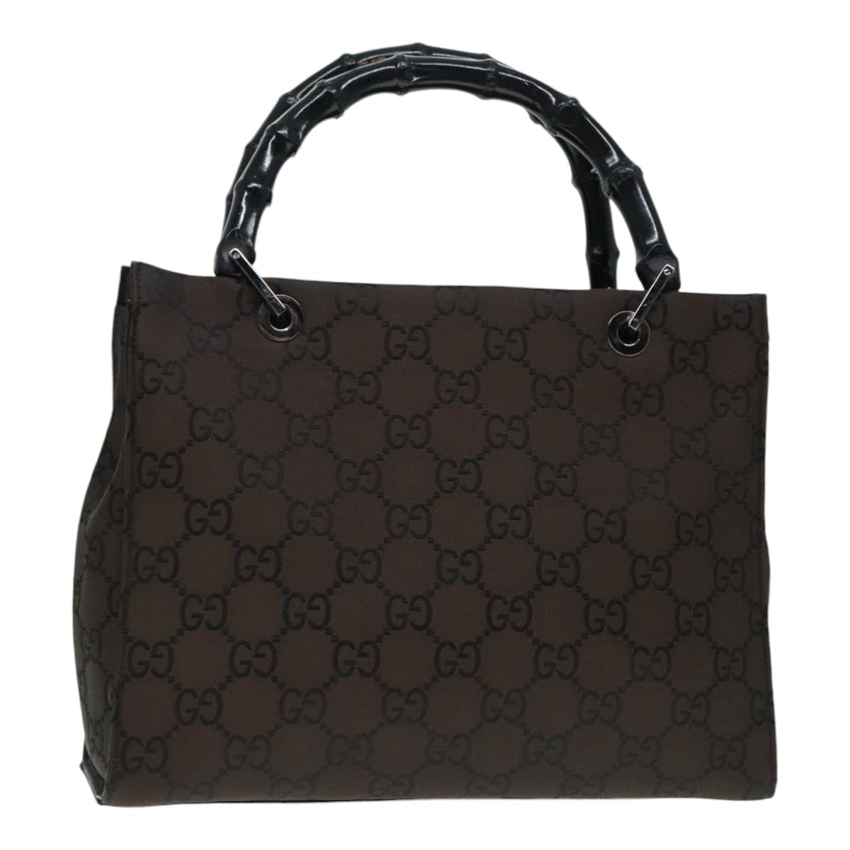 GUCCI GG Canvas Bamboo Hand Bag Brown Silver 002 1016 91003