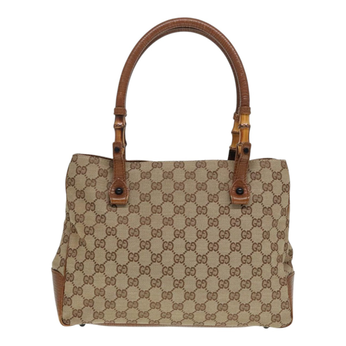 GUCCI GG Canvas Bamboo Hand Bag Beige 112526 91004