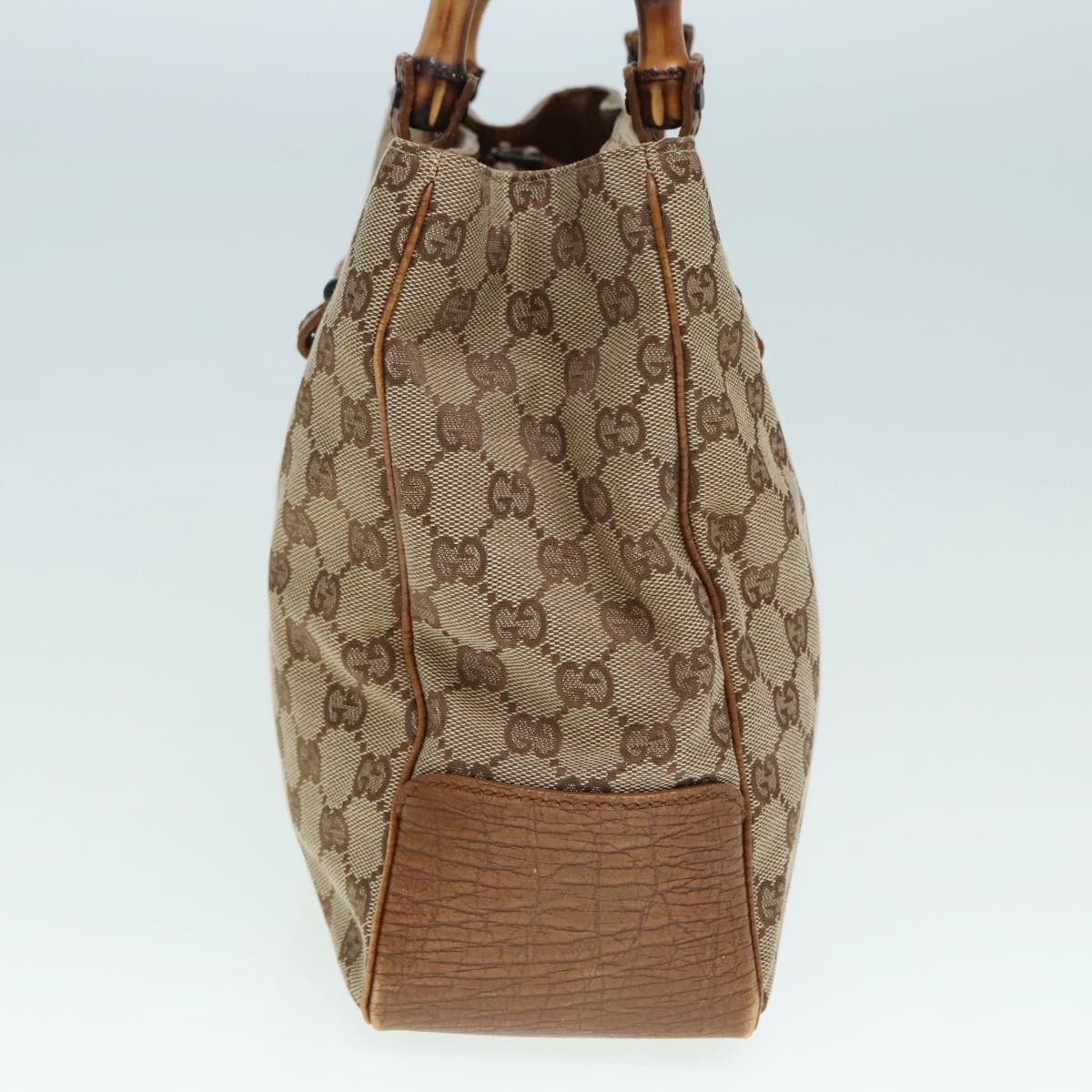 GUCCI GG Canvas Bamboo Hand Bag Beige 112526 91004