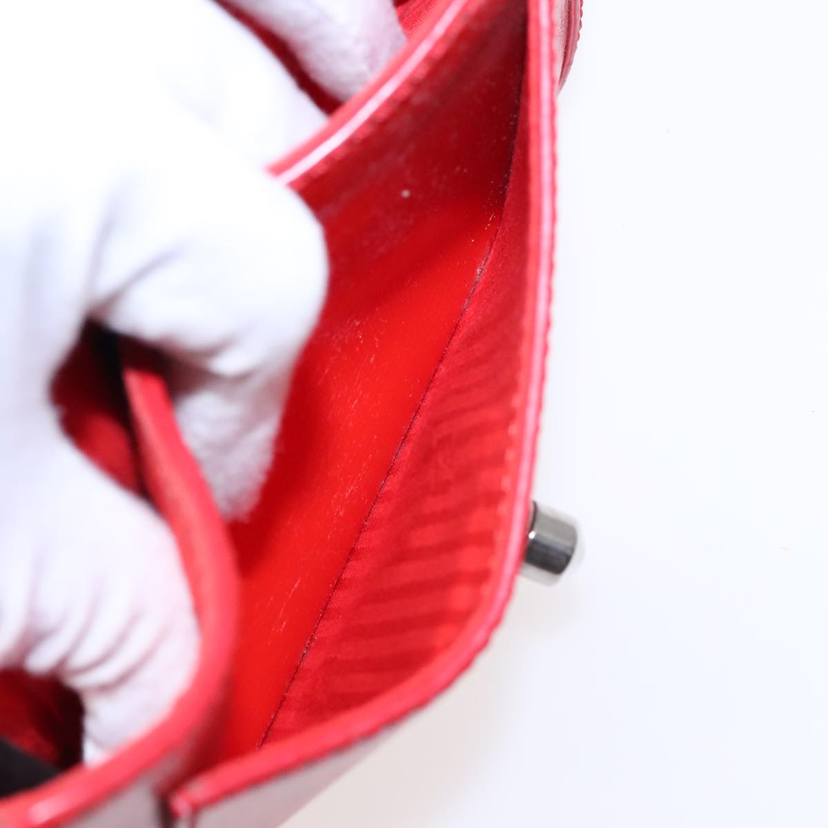 FENDI Shoulder Bag Leather 2way Red Silver 91228