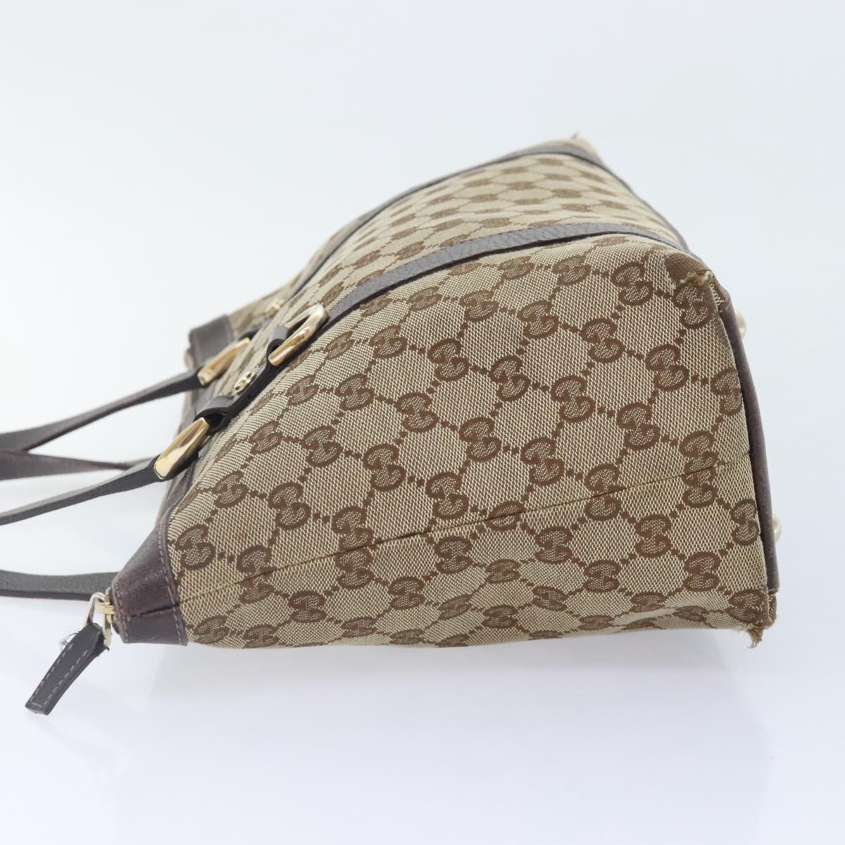 GUCCI GG Canvas Shoulder Bag Beige Gold 141470 91387