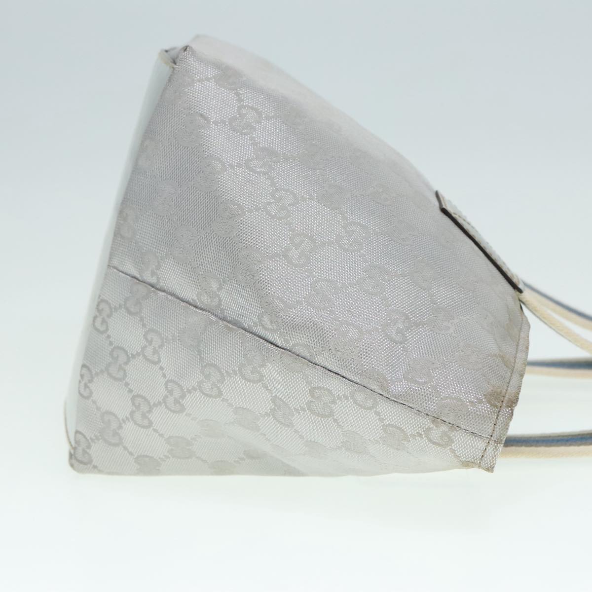 GUCCI Sherry Line GG Canvas Hand Bag Blue Gray Silver tone 91391
