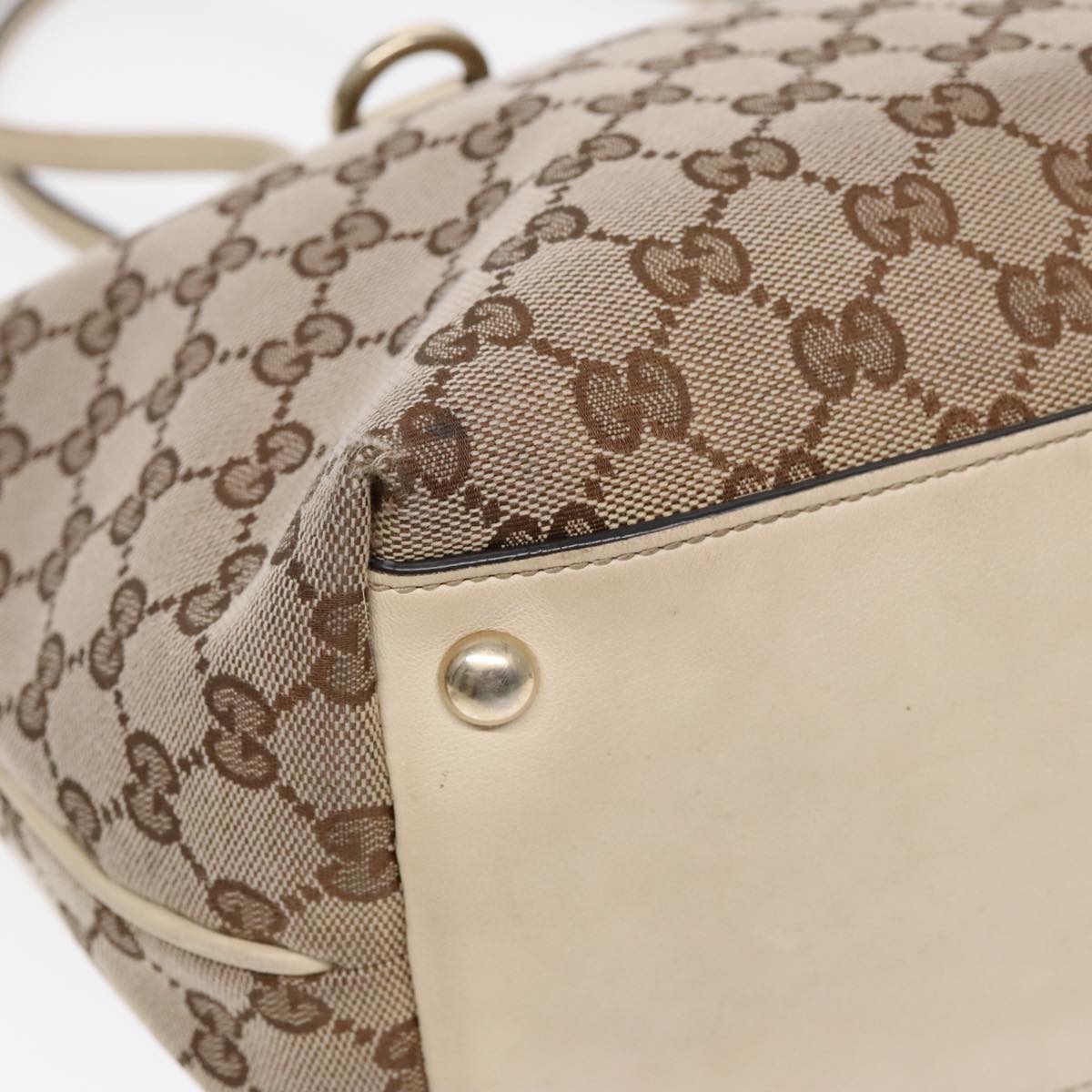 GUCCI GG Canvas Shoulder Bag Beige Gold 169946 91396