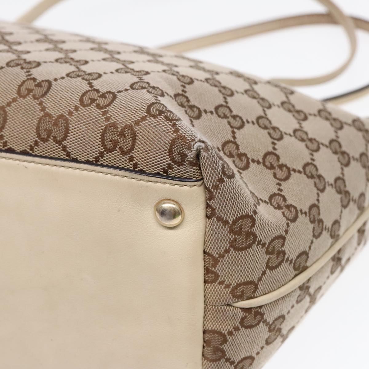 GUCCI GG Canvas Shoulder Bag Beige Gold 169946 91396